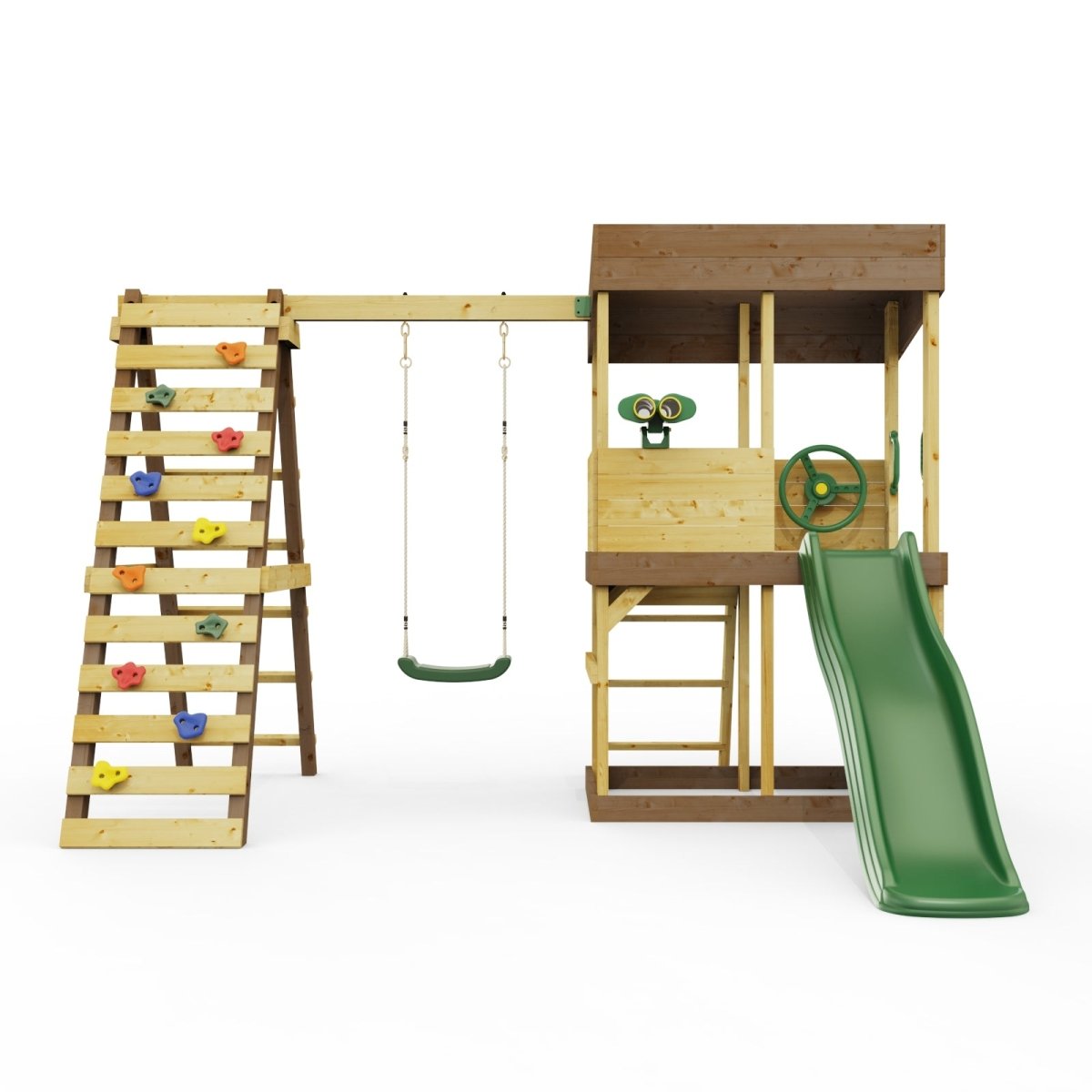 Rebo Lookout Tower with Single Swing, Wave Slide, Climbing Wall and Adventure Pack