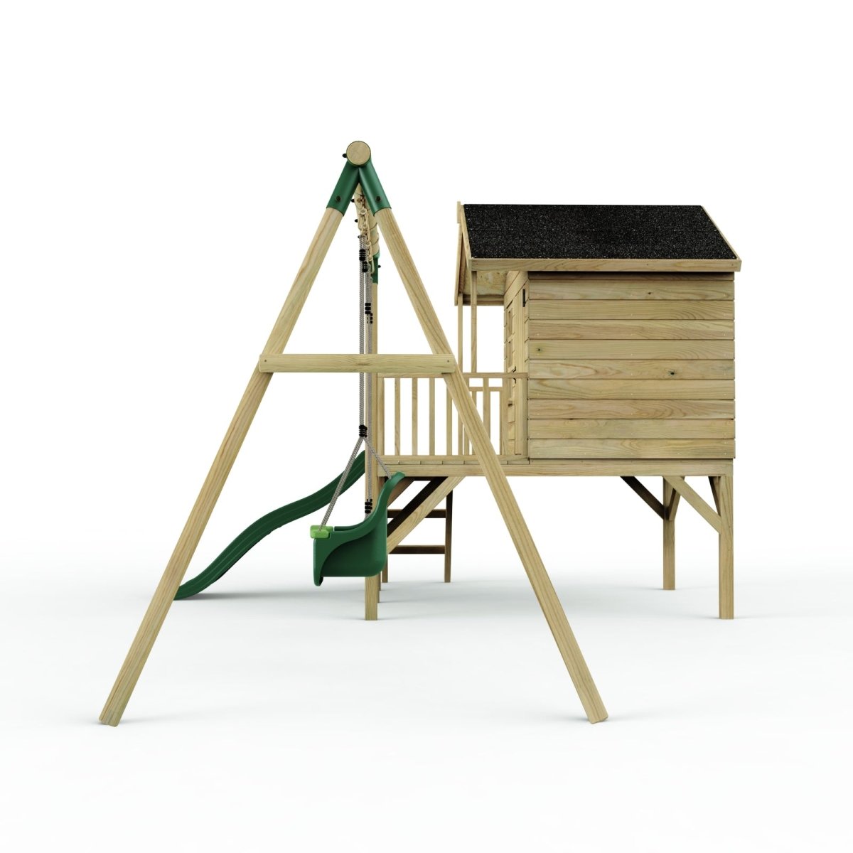 ClassicPlay 5ft Playhouse on Deck with Double Swing and Slide