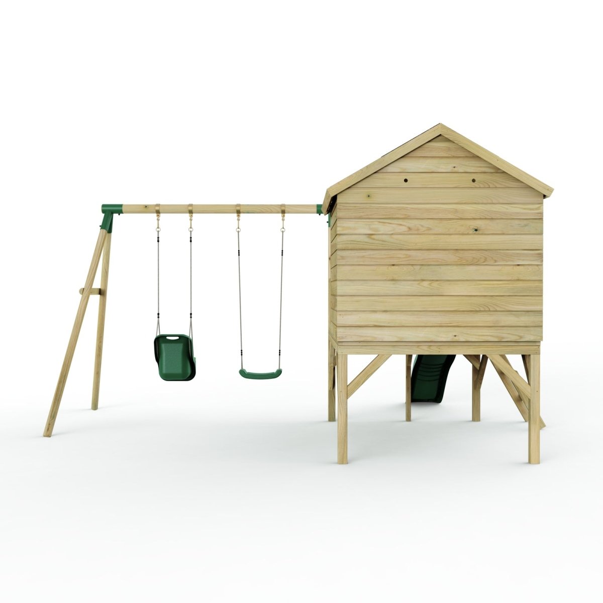 ClassicPlay 5ft Playhouse on Deck with Double Swing and Slide