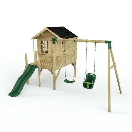 ClassicPlay 5ft Playhouse on Deck with Double Swing and Slide