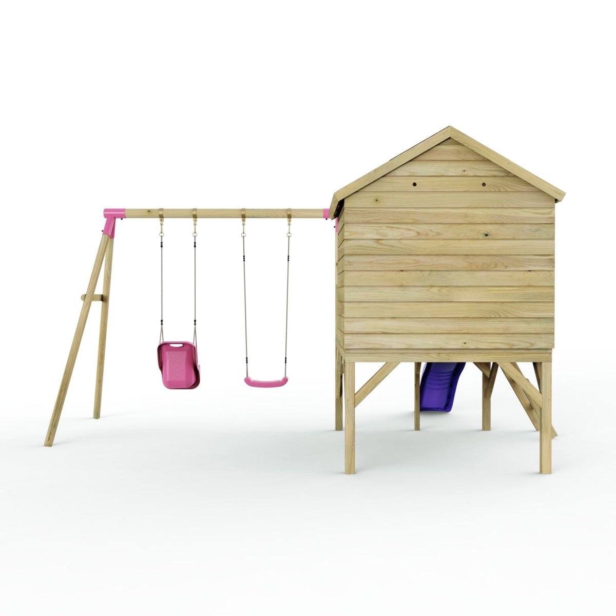 ClassicPlay 5ft Playhouse on Deck with Double Swing and Slide