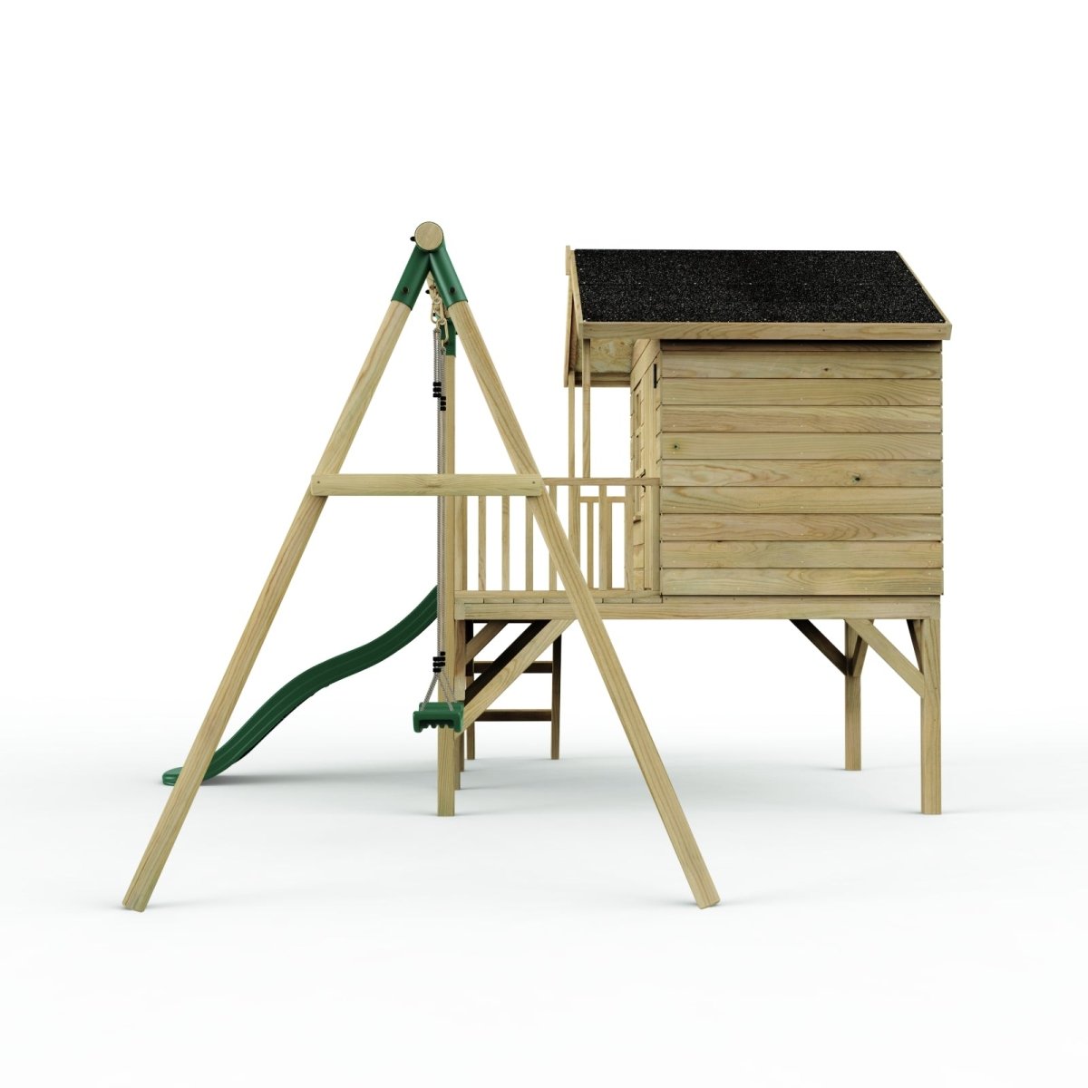 ClassicPlay 5ft Playhouse on Deck with Single Swing and Slide