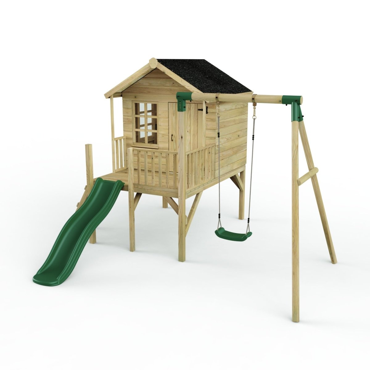 ClassicPlay 5ft Playhouse on Deck with Single Swing and Slide