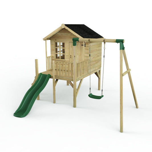 ClassicPlay 5ft Playhouse on Deck with Single Swing and Slide