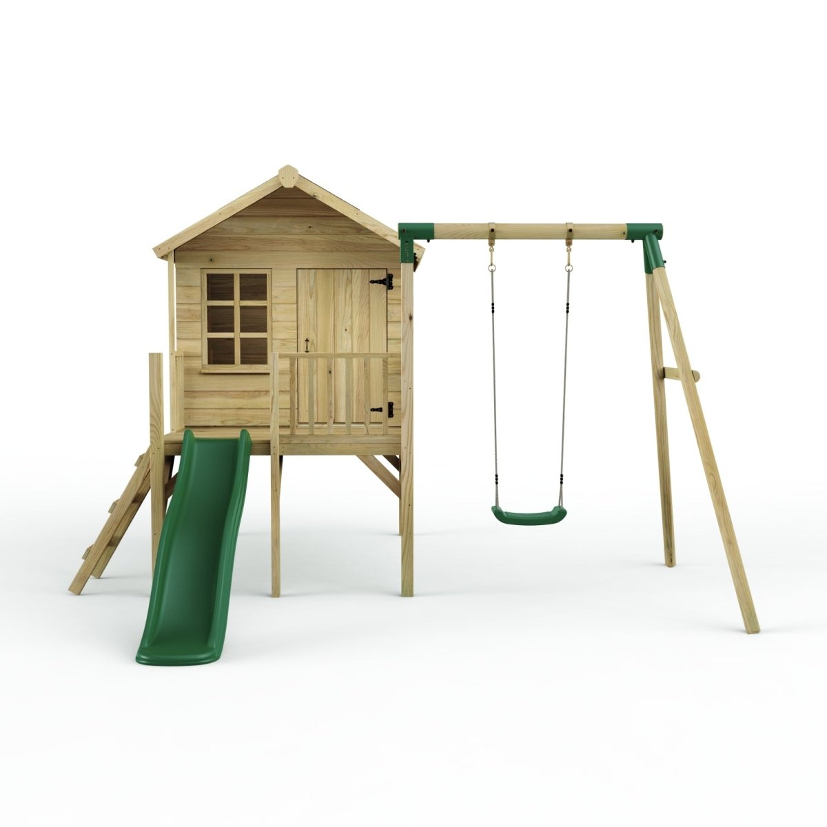 ClassicPlay 5ft Playhouse on Deck with Single Swing and Slide
