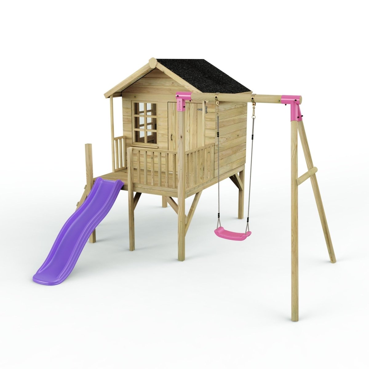 ClassicPlay 5ft Playhouse on Deck with Single Swing and Slide