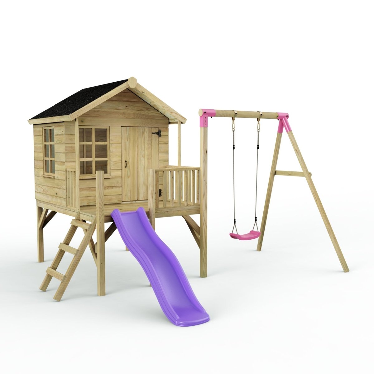 ClassicPlay 5ft Playhouse on Deck with Single Swing and Slide