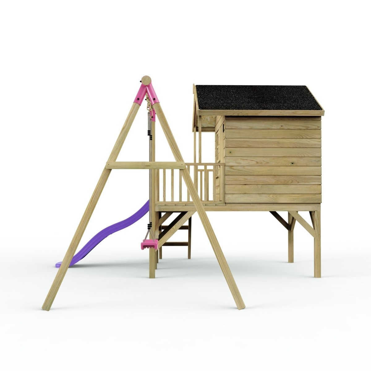 ClassicPlay 5ft Playhouse on Deck with Single Swing and Slide