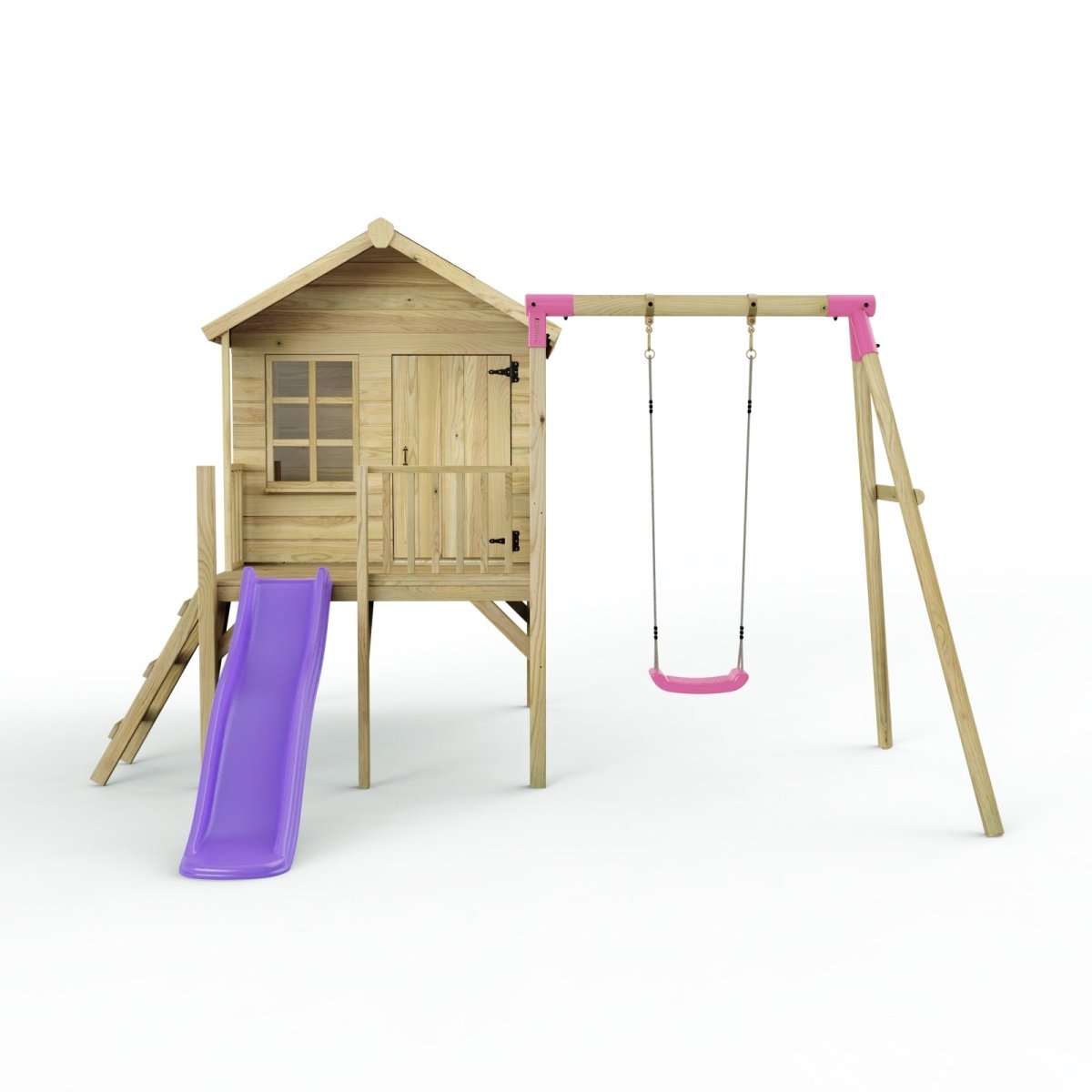 ClassicPlay 5ft Playhouse on Deck with Single Swing and Slide
