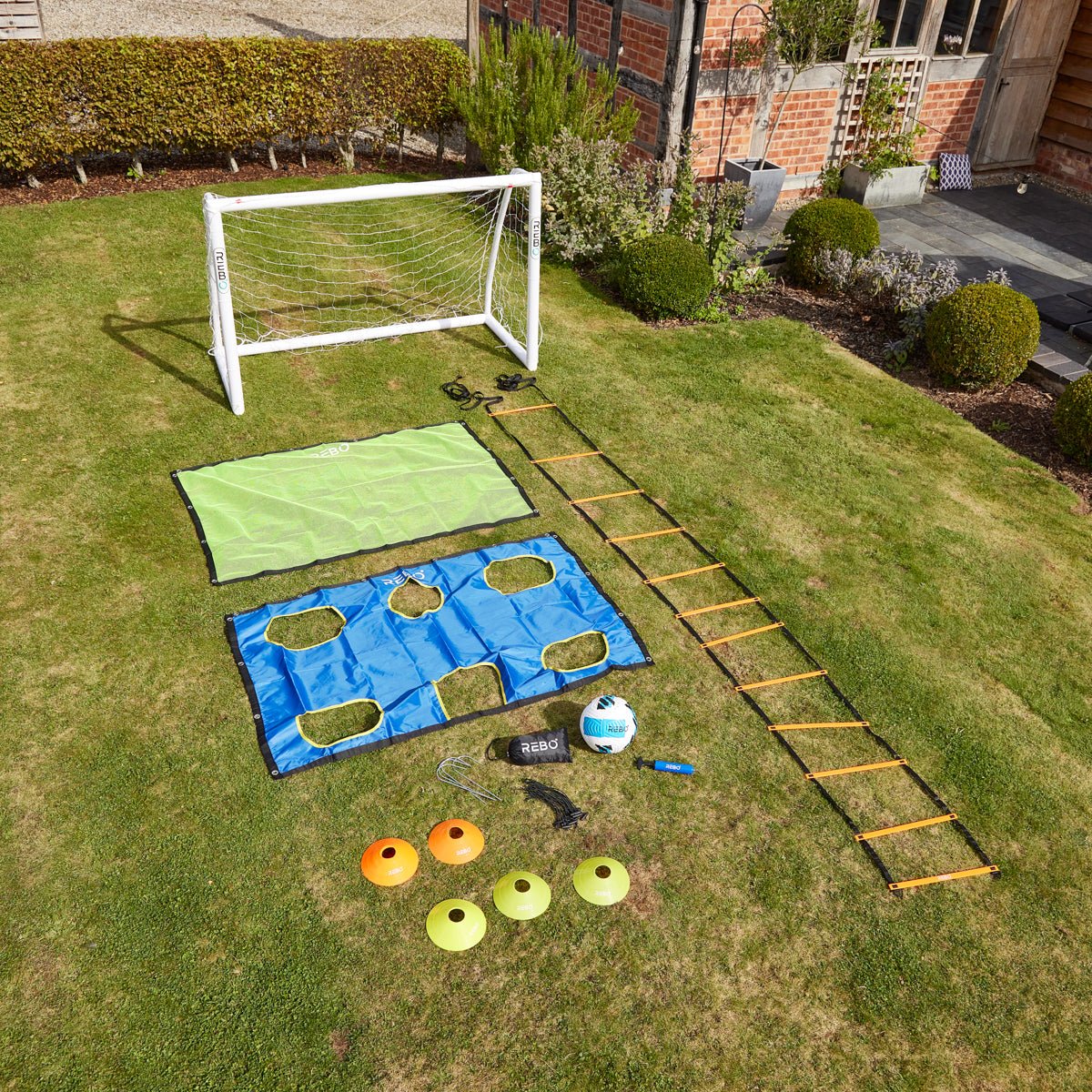 Rebo Portable PVC Football Goal with Training Kit - 8 x 6 FT