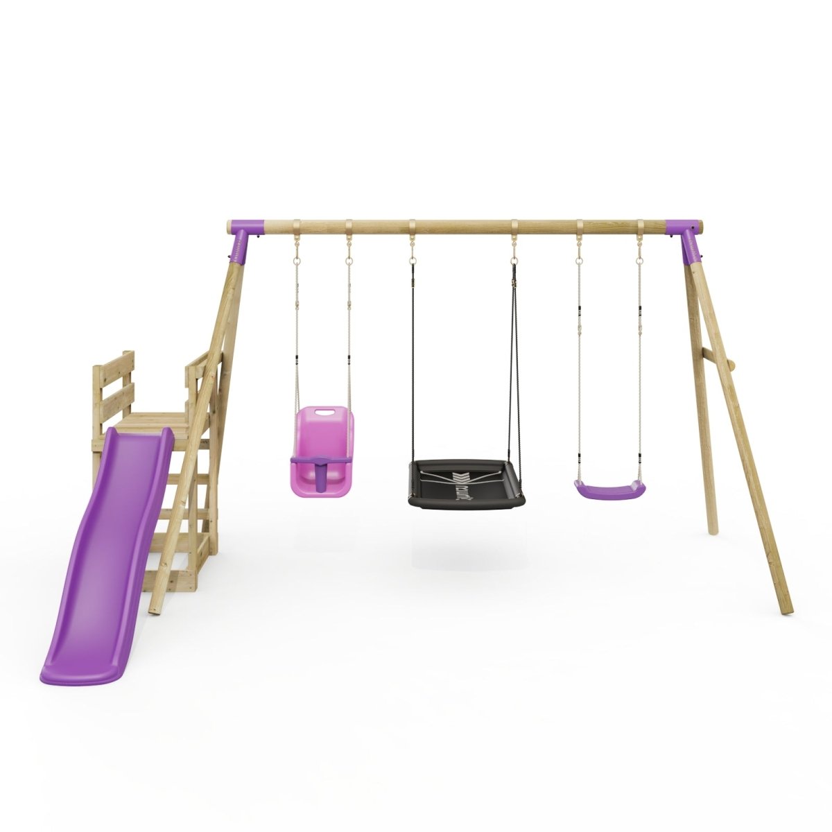 Rebo Triple Swing Set with Slide - Halley Purple
