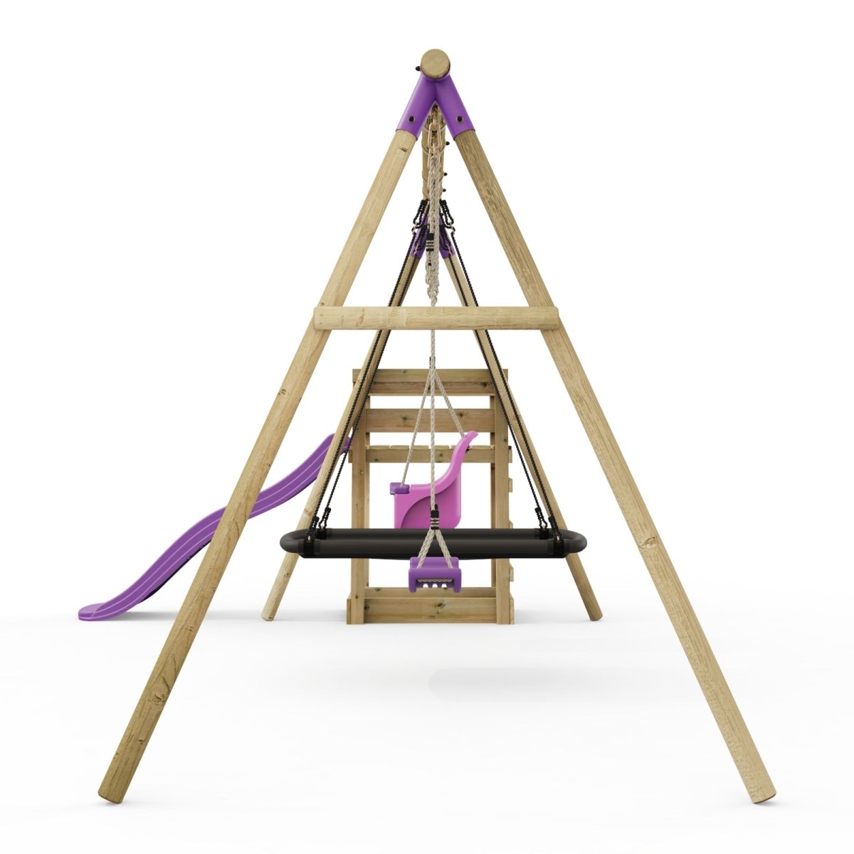 Rebo Triple Swing Set with Slide - Halley Purple