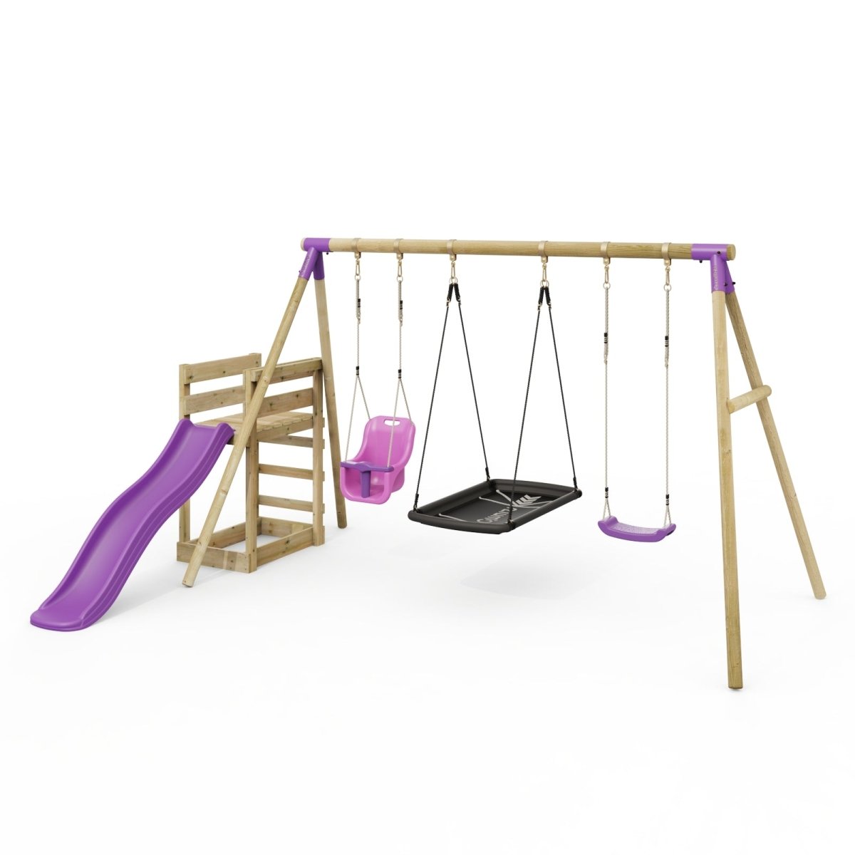 Rebo Triple Swing Set with Slide - Halley Purple