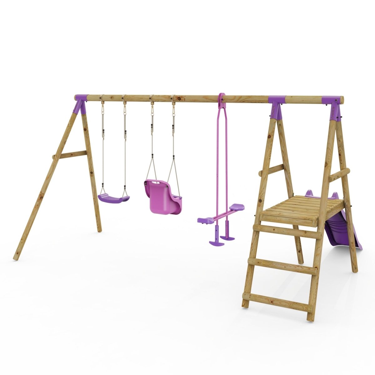 Rebo Triple Swing Set with Slide - Voyager Purple