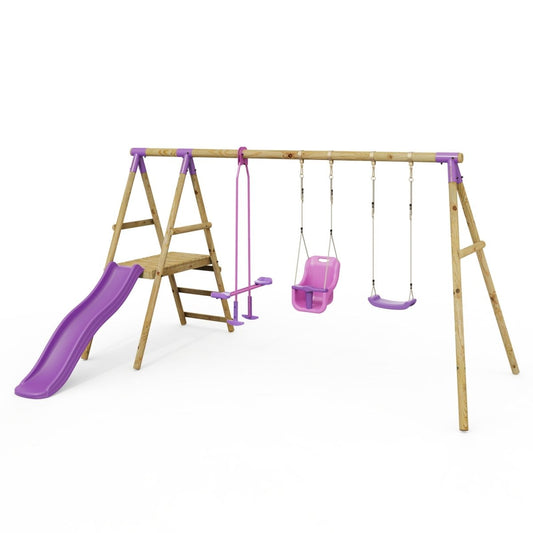 Rebo Triple Swing Set with Slide - Voyager Purple
