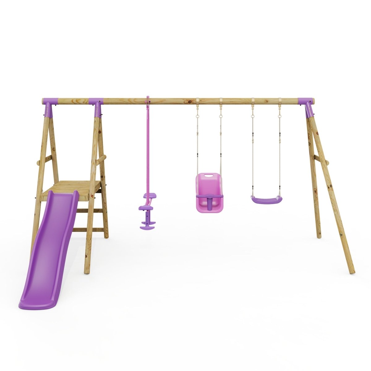 Rebo Triple Swing Set with Slide - Voyager Purple