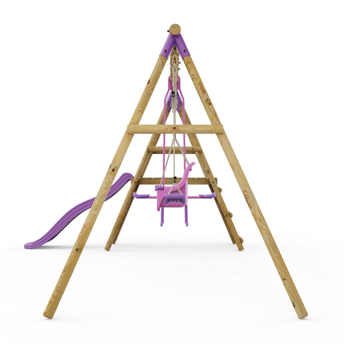 Rebo Triple Swing Set with Slide - Voyager Purple