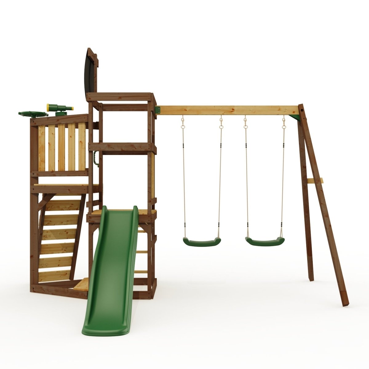 Rebo Wildwood Galleon Climbing Frame with Double Swing and Wave Slide