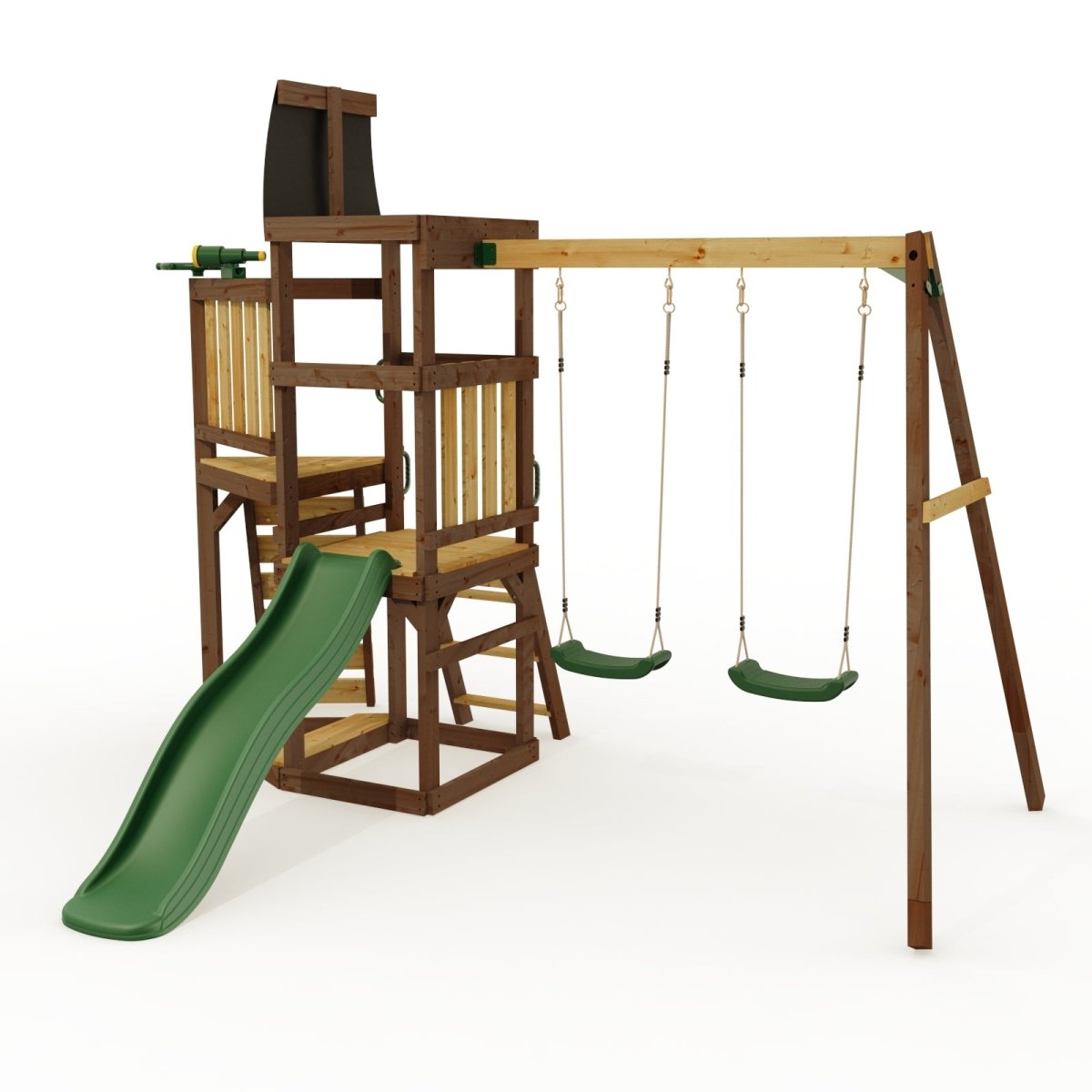 Rebo Wildwood Galleon Climbing Frame with Double Swing and Wave Slide