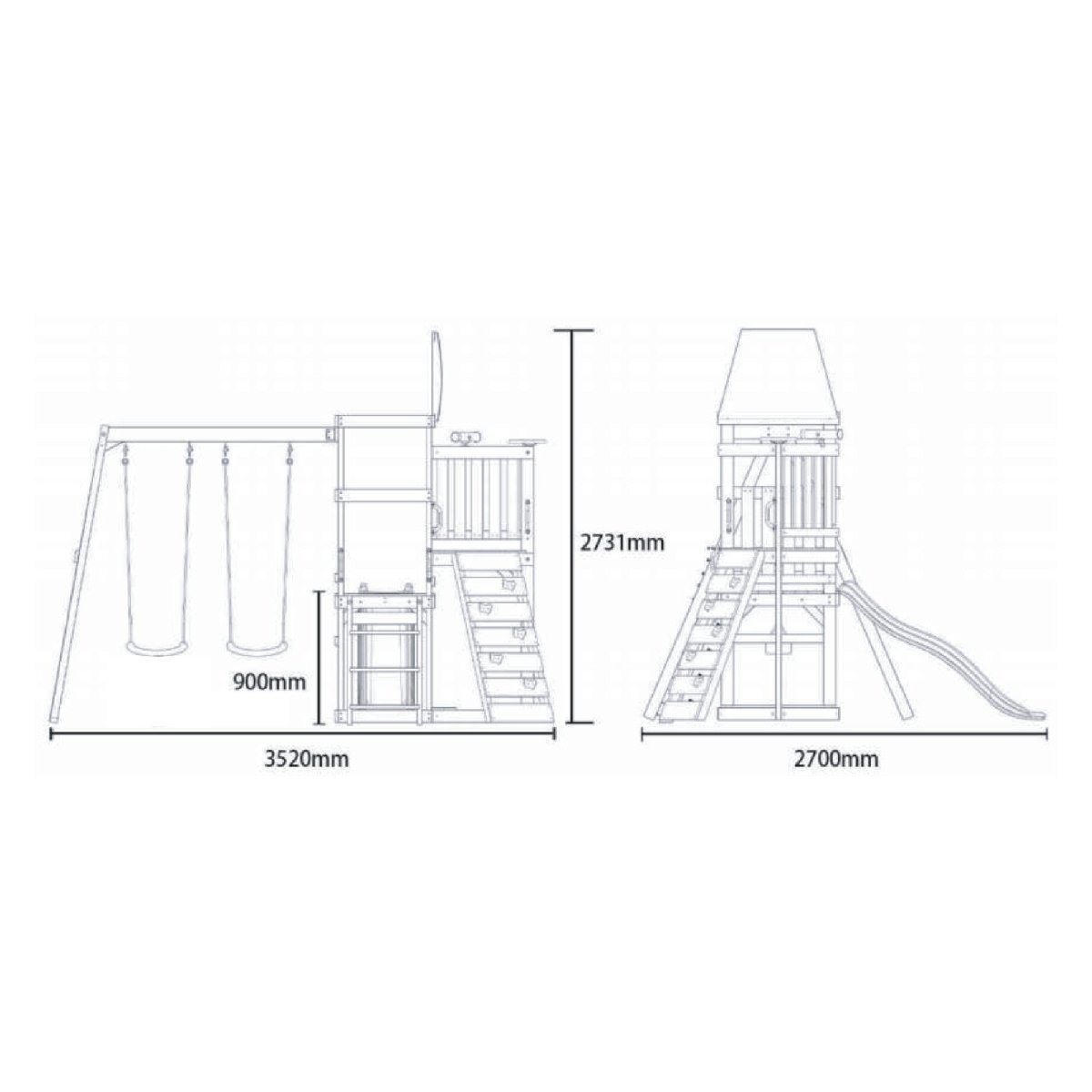 Rebo Wildwood Galleon Climbing Frame with Double Swing and Wave Slide