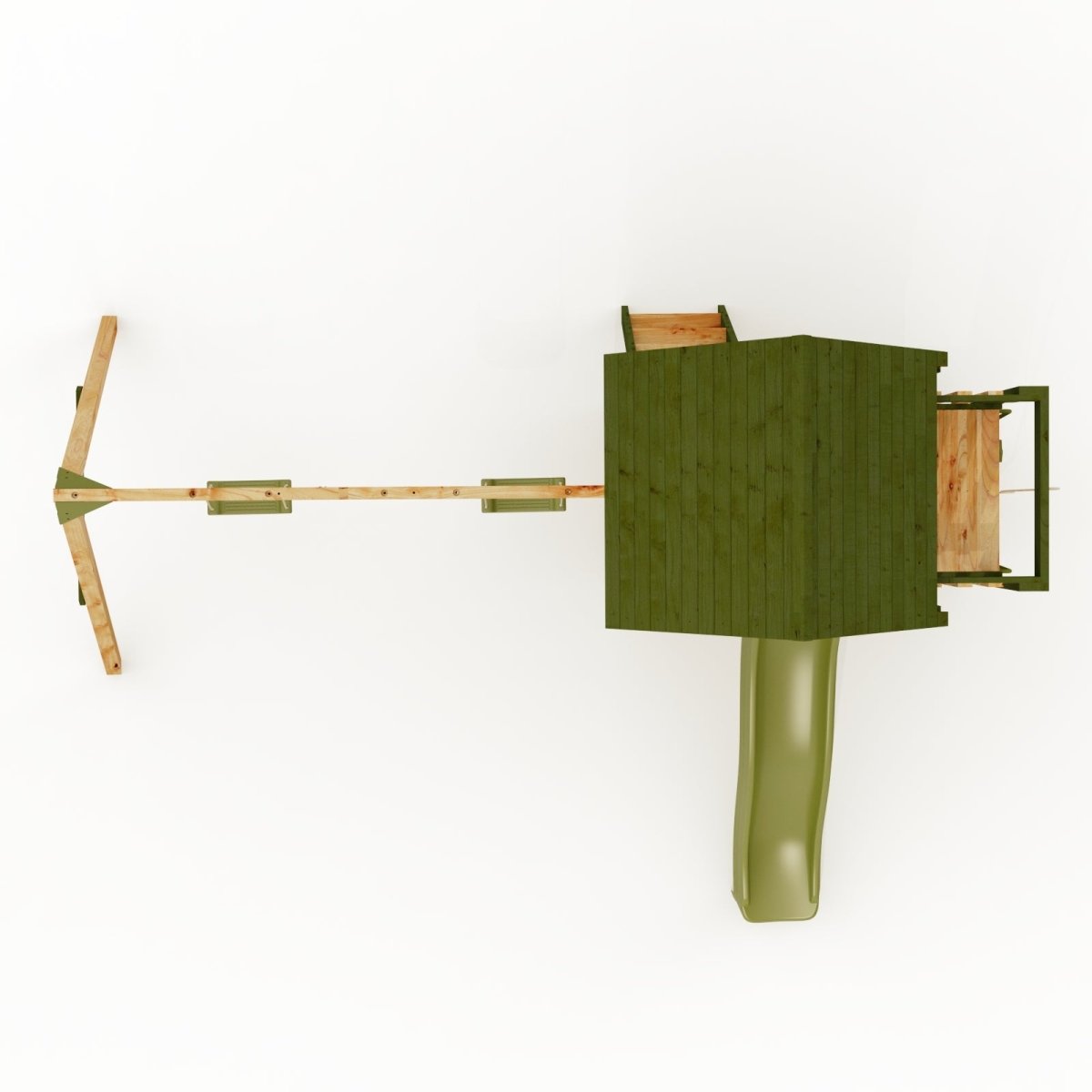 Rebo Wildwood Hideaway Tower Playhouse with Triple Swing, Climbing Wall and Wave Slide