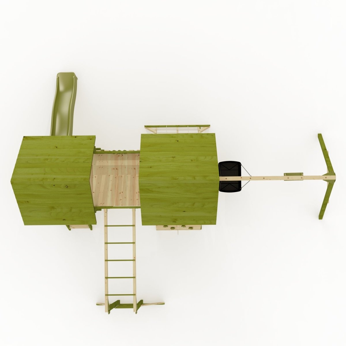 Rebo Wildwood Hollow Climbing Frame with Triple Swing, Climbing Wall and Wave Slide