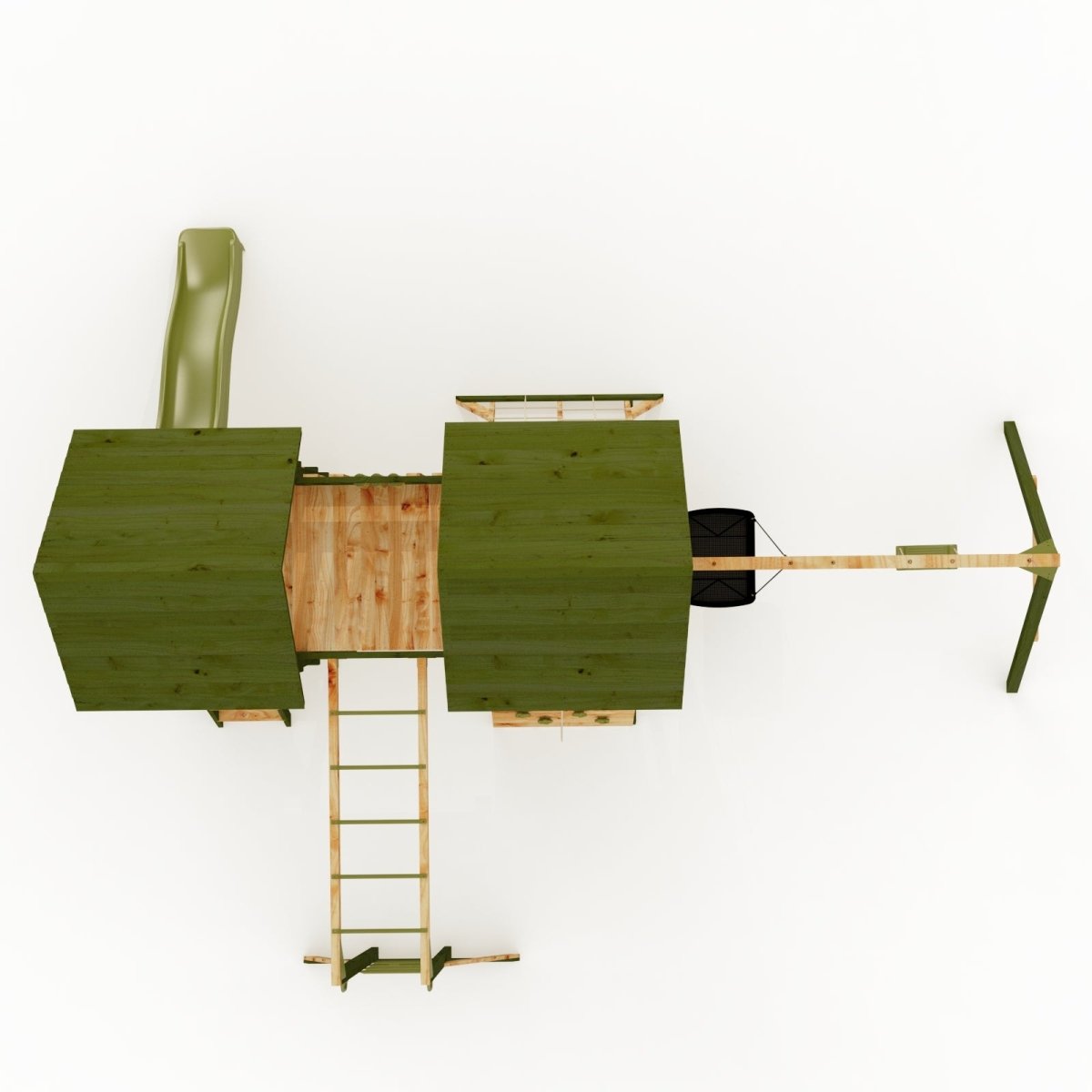 Rebo Wildwood Hollow Climbing Frame with Triple Swing, Climbing Wall and Wave Slide