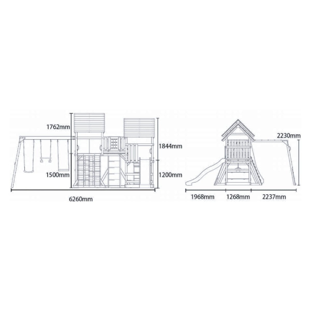 Rebo Wildwood Hollow Climbing Frame with Triple Swing, Climbing Wall and Wave Slide