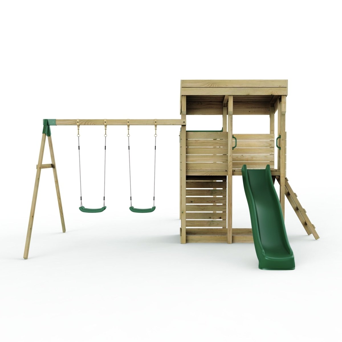 ClassicPlay Outpost XL Lookout Tower with 1.2m Deck, Double Swing, Monkey Bars and Slide