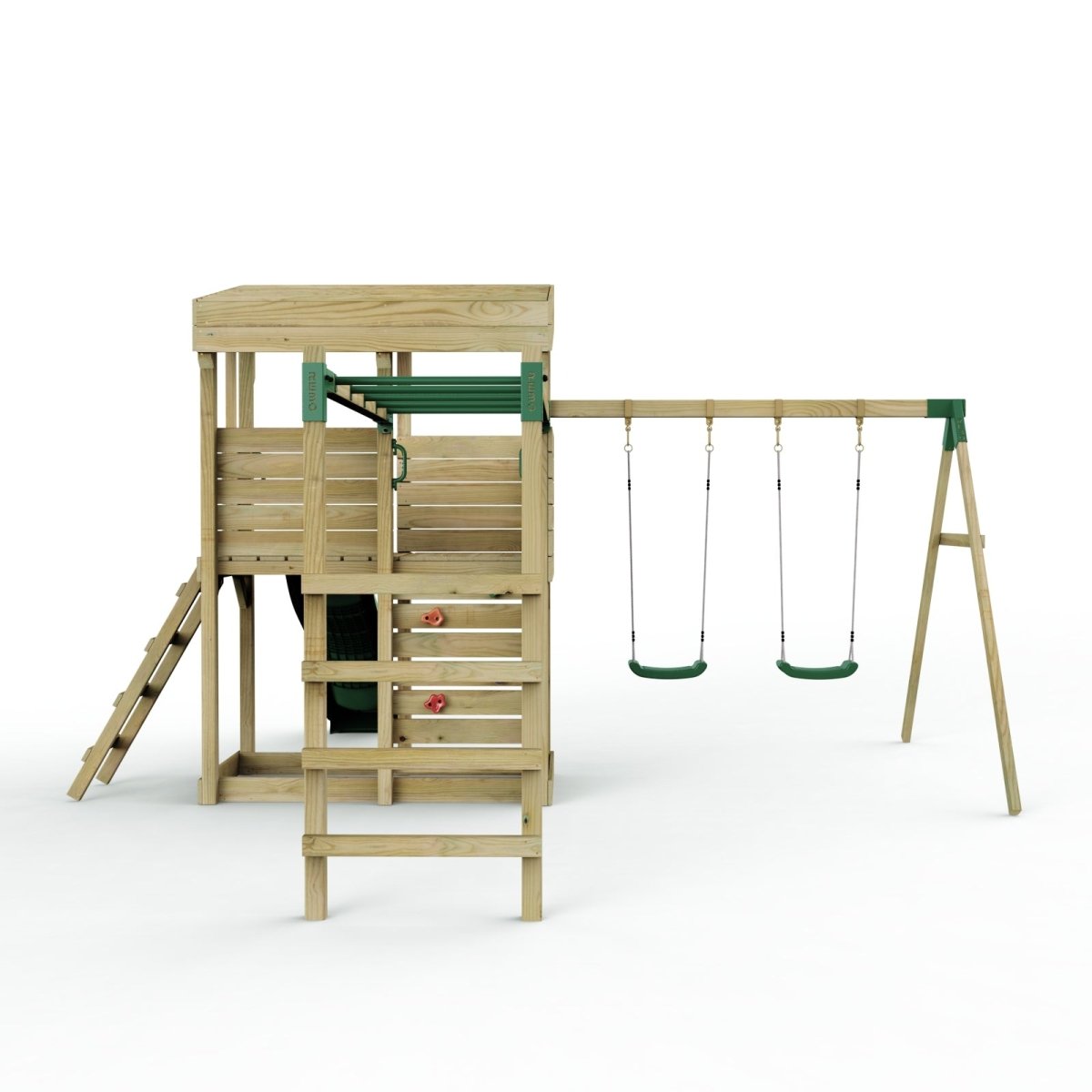 ClassicPlay Outpost XL Lookout Tower with 1.2m Deck, Double Swing, Monkey Bars and Slide