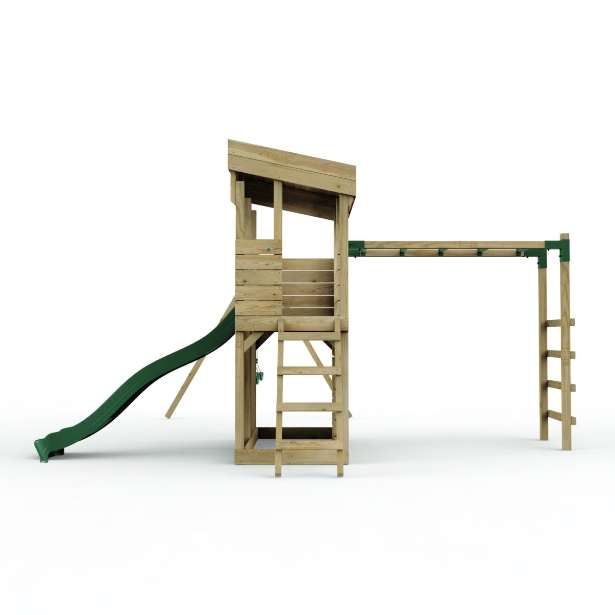 ClassicPlay Outpost XL Lookout Tower with 1.2m Deck, Double Swing, Monkey Bars and Slide