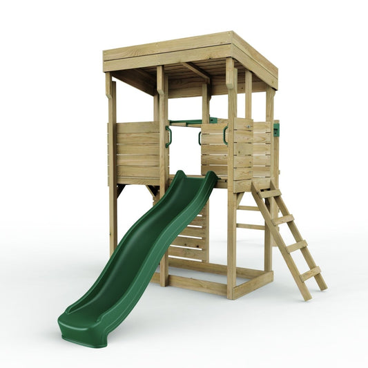 ClassicPlay Outpost XL Lookout Tower with 1.2m Deck, Monkey Bars and Slide