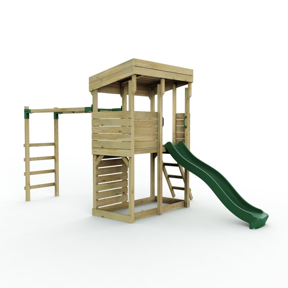 ClassicPlay Outpost XL Lookout Tower with 1.2m Deck, Monkey Bars and Slide