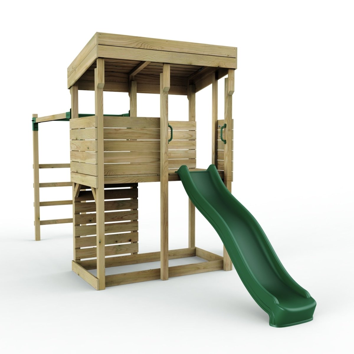 ClassicPlay Outpost XL Lookout Tower with 1.2m Deck, Monkey Bars and Slide
