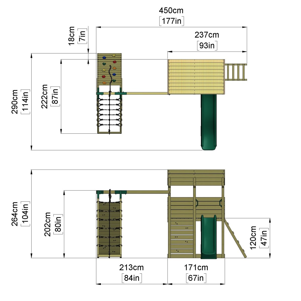 ClassicPlay Outpost XL Lookout Tower with 1.2m Deck, Single Swing, Climbing Wall and Slide