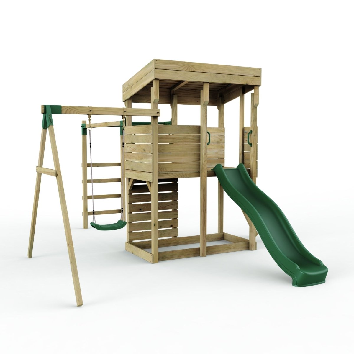 ClassicPlay Outpost XL Lookout Tower with 1.2m Deck, Single Swing, Monkey Bars and Slide
