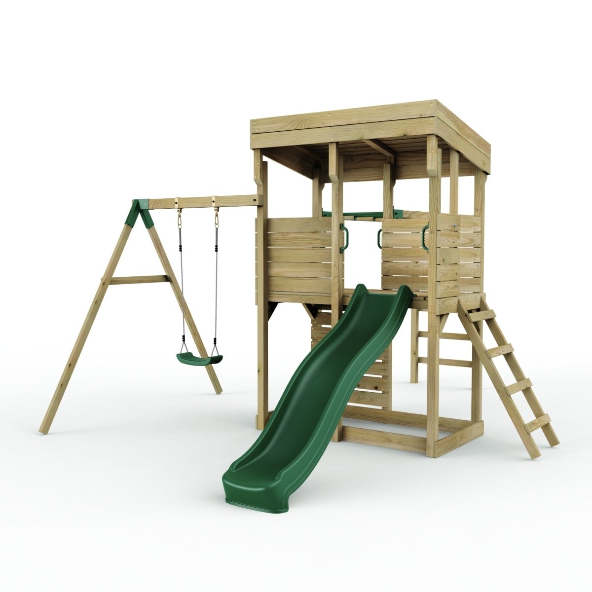 ClassicPlay Outpost XL Lookout Tower with 1.2m Deck, Single Swing, Monkey Bars and Slide