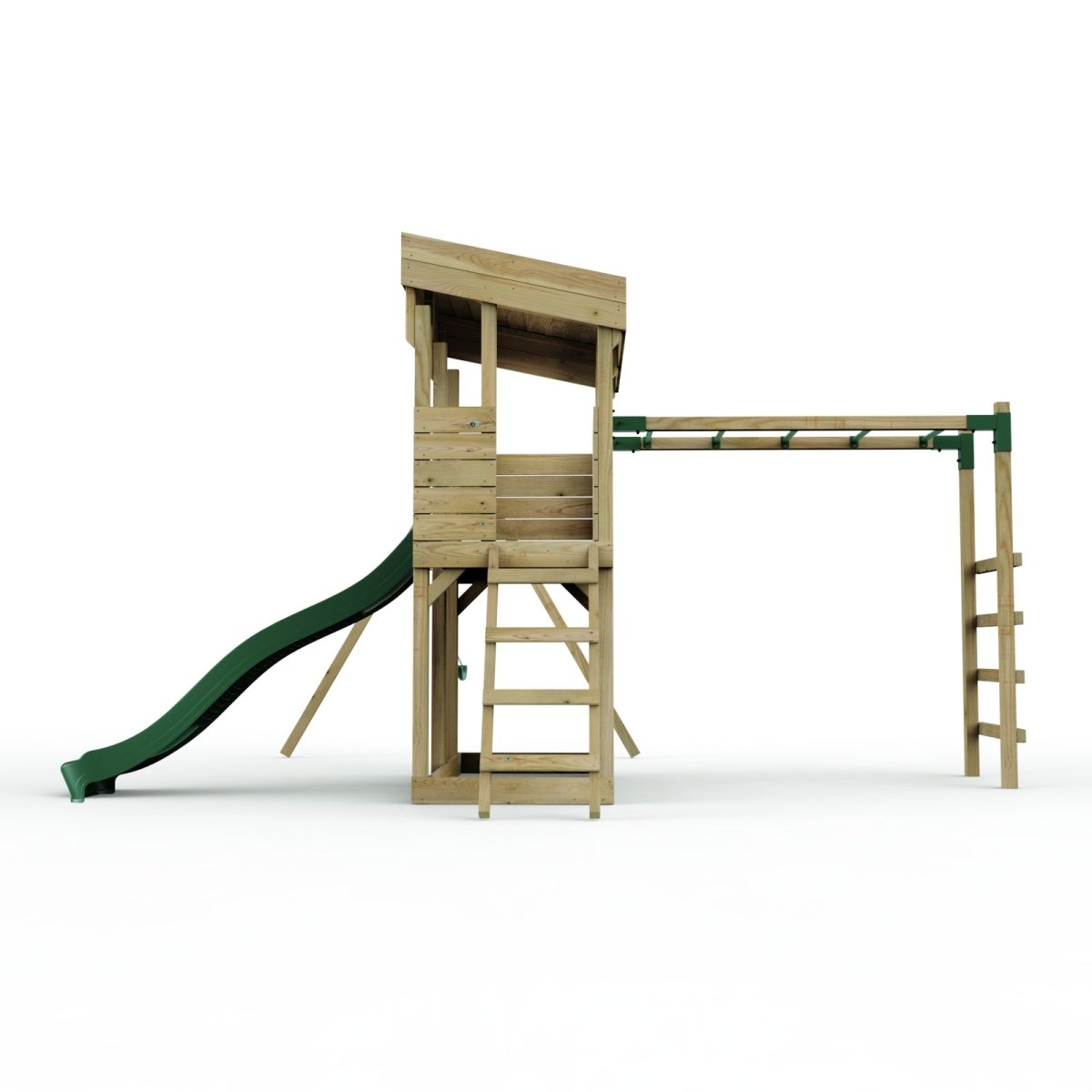 ClassicPlay Outpost XL Lookout Tower with 1.2m Deck, Single Swing, Monkey Bars and Slide